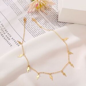 Electra Gold Tone Lightning Bolt Chain | Adjustable Statement Necklace